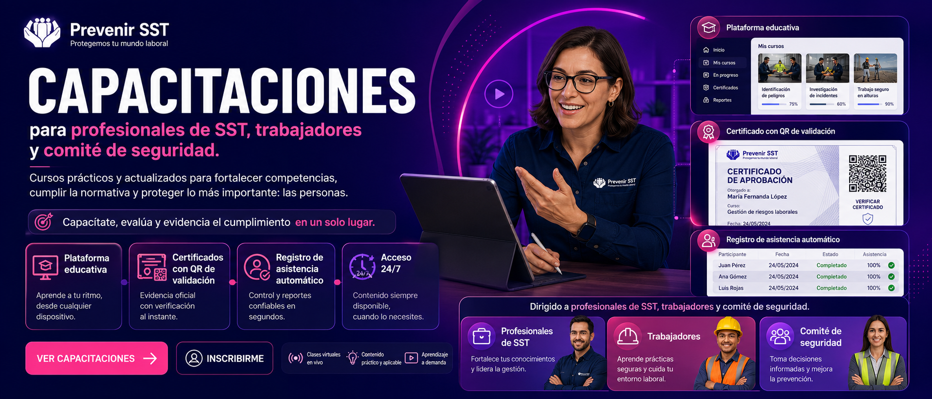 Capacitaciones para trabajadores, comités de seguridad y profesionales SST
